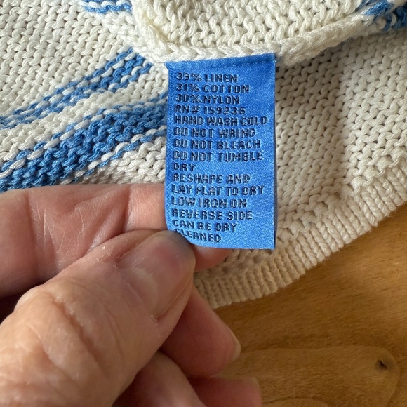 J MCLAUGHLIN SWEATER STRIPED COTTON NYLON LINEN BEACHY BREATHABLE CASUAL CHIC M - Picture 8 of 9